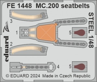 Eduard FE1448 MC.200 seatbelts STEEL ITALERI 1:48