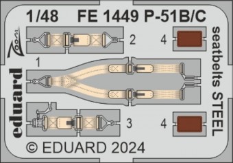EduardFE1449 P-51B/C seatbelts STEEL  EDUARD 1:48