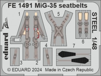 Eduard FE1491 MiG-35 seatbelts STEEL HOBBY BOSS 1:48