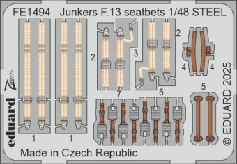 Eduard FE1494 Junkers F.13 seatbelts STEEL MINIART 1:48