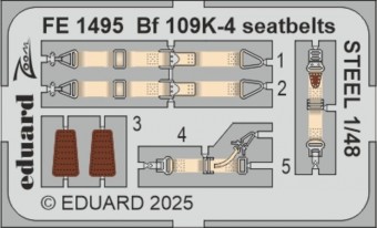Eduard FE1495 Bf 109K-4 seatbelts STEEL EDUARD 1:48
