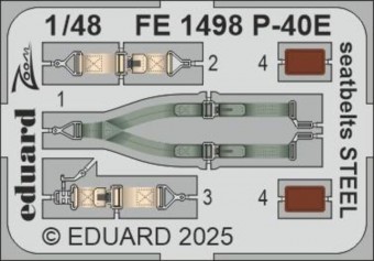 Eduard FE1498 P-40E seatbelts STEEL EDUARD 1:48