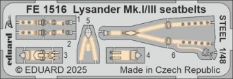 Eduard FE1516 Lysander Mk.I/III seatbelts STEEL AIRFIX 1:48