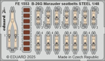 Eduard FE1553 B-26F Marauder seatbelts STEEL ICM 1:48