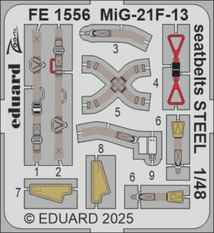 Eduard FE1556 MiG-21F-13 seatbelts STEEL 1/48 for Eduard 1:48