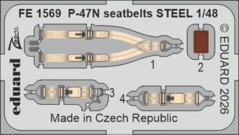 Eduard FE1569 P-47N seatbelts STEEL for Miniart 1:48