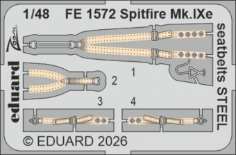 Eduard FE1572 Spitfire Mk.IXe seatbelts STEEL for Airfix 1:48