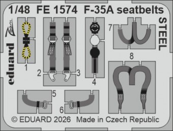 Eduard FE1574 F-35A seatbelts STEEL for Italeri 1:48