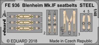 Eduard FE936 Blenheim Mk.IF seatbelts STEEL for Airfi 1:48