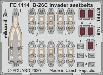 Eduard FE1114 B-26C Invader seatbelts Steel for ICM 1:48