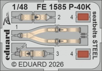 Eduard FE1585 P-40K seatbelts STEEL for Eduard 1:48