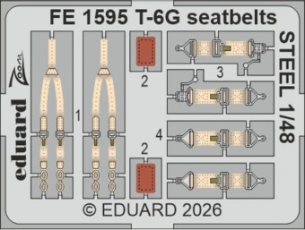Eduard FE1595 T-6G seatbelts STEEL for Italeri 1:48
