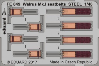 Eduard FE849 Walrus Mk.I seatbelts STEEL for Airfix 1:48