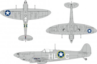 Eduard JX349 Spitfire Mk.Vb early US national insignia for Kotare 1:32