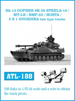 Friulmodel ATL-188 SA-13 GOPHER 9K 35 STRELA 10 / MT-LB / BMP23 / HOSTA / 2 S 1 GVODZIKA late type tracks. 1:35