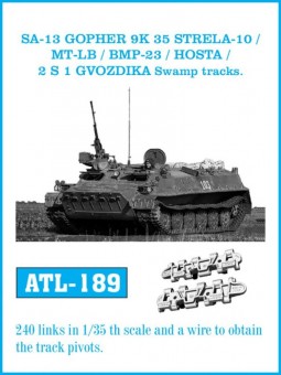 Friulmodel ATL-189 SA-13 GOPHER 9 K 35 STRELA-10 / MT-LB / BMP-23 / HOSTA / 2 S 1 GVODZIKA Swamp tracks. 1:35