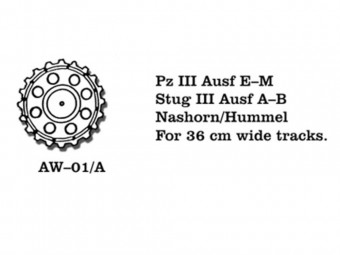 Friulmodel AW-01/A Pz III (E-M) / Stug III (A-B) Nashorn 36 cm breit 1:35