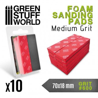 Green Stuff World 8435646502717ES EVA FOAM Sanding Pads - Grit #600, foam color burgundy - 10 pcs.