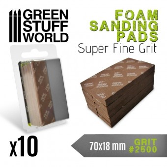 Green Stuff World 8435646502755ES FOAM Sanding Pads - Grit #2500 (foam color dark brown) (pack x10)