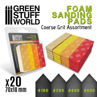 Green Stuff World 8435646504773ES Foam Sanding Pads - Coarse Grit Assortment x20