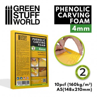 Green Stuff World 8435646506012ES Phenolic Carving Foam 4mm - A5 size