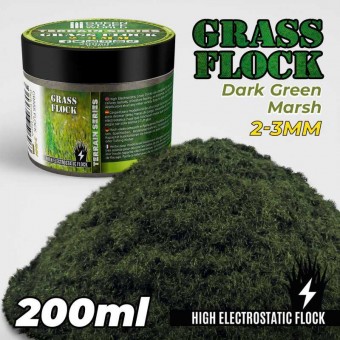 Green Stuff World 8435646506463ES Static Grass Flock 2-3 mm - DARK GREEN MARSH - 200 ml