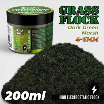 Green Stuff World 8435646506593ES Static Grass Flock 4-6 mm - DARK GREEN MARSH - 200 ml