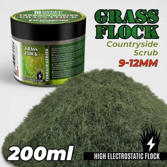 Green Stuff World 8435646506685ES Static Grass Flock 9-12mm - COUNTRYSIDE SCRUB - 200 ml