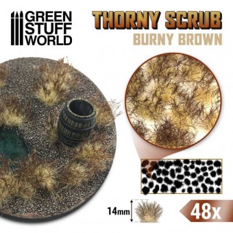 Green Stuff World 8435646510064ES Thorny Scrubs - BURNY BROWN - 48 pcs, 14 mm high