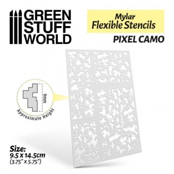 Green Stuff World 8435646510415ES Flexible Stencils - Pixel CAMO (9mm aprox.)
