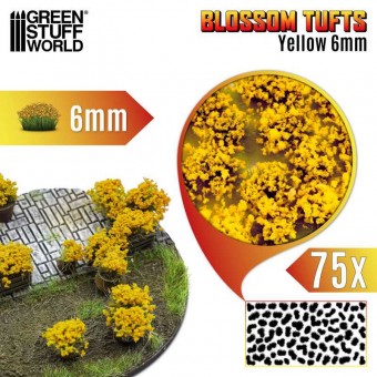 Green Stuff World 8435646525044ES Blossom Tufts - 6 mm - self-adhesive - Yellow Flowers - 75 pcs.