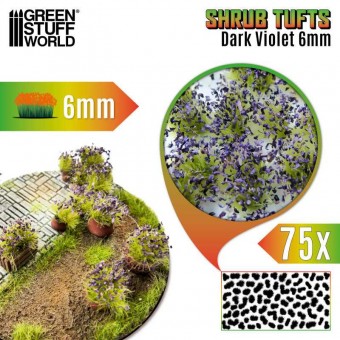 Green Stuff World 8435646525075ES Shrub Tufts - 6 mm - self-adhesive - Dark Violet - 75 pcs.