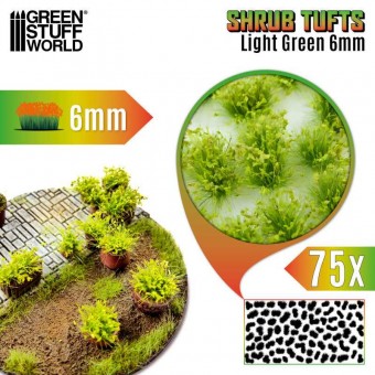 Green Stuff World 8435646525082ES Shrub Tufts - 6 mm - self-adhesive - Light Green - 75 pcs.
