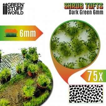 Green Stuff World 8435646525099ES Shrub Tufts - 6 mm - self-adhesive - Dark Green - 75 pcs.