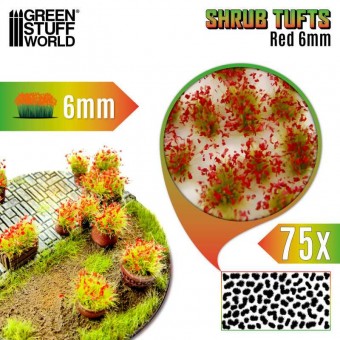 Green Stuff World 8435646525112ES Shrub Tufts - 6 mm - self-adhesive - Red Flowers - 75 pcs.