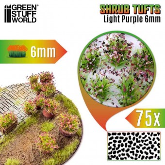Green Stuff World 8435646525129ES Shrub Tufts - 6 mm - self-adhesive - Light Purple - 75 pcs.