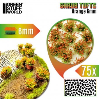 Green Stuff World 8435646525136ES Shrub Tufts - 6 mm - self-adhesive - Orange - 75 pcs.