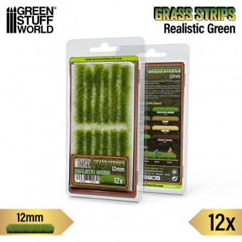 Green Stuff World 8435646529479ES Grass Strips 12 mm - Realistic Green - 12 pcs.