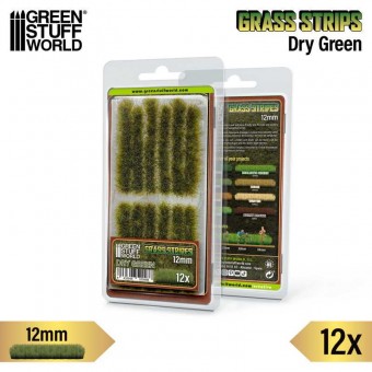 Green Stuff World 8435646529486ES Grass Strips 12 mm - Dry Green - 12 pcs.