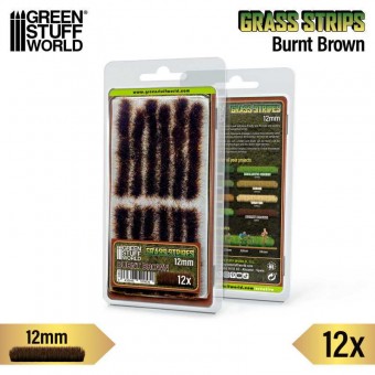 Green Stuff World 8435646529530ES Grass Strips 12 mm - Burnt Brown - 12 pcs.