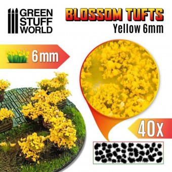 Green Stuff World 8436554367818ES Blossom TUFTS - 6mm self-adhesive - YELLOW Flowers (40 pcs.)