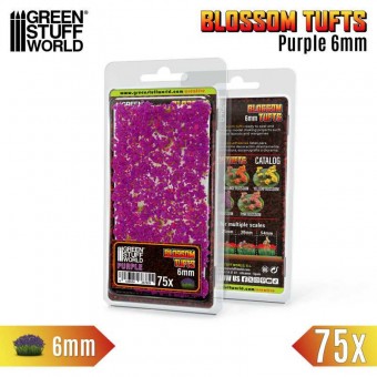 Green Stuff World 8436554367825ES Blossom TUFTS - 6mm self-adhesive - PURPLE Flowers (40 pcs.)