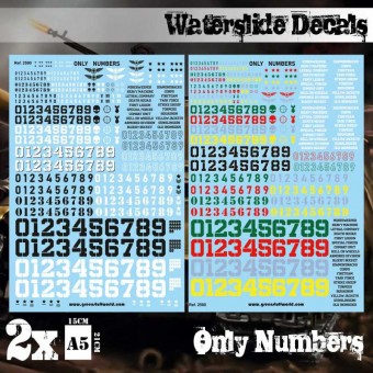 Green Stuff World 8436574509496ES Waterslide Decals - Only Numbers (2 per package, 148 x 210mm (A5))