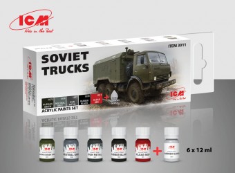 ICM 3011 Acrylic paint set for Soviet trucks 6x12 ml 