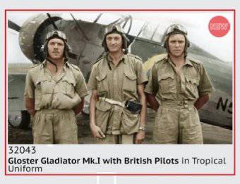ICM 32043 Gloster Gladiator Mk.I with British Pilots in Tropical Uniform 1:32