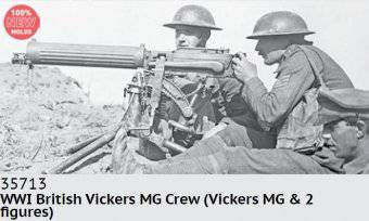 ICM 35713 WWI British Vickers MG Crew Vickers MG & 2 Figures 1:35