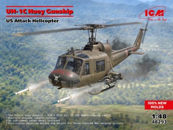 ICM 48293 UH-1C Huey Gunship, US Attack Helicopter (100% new moulds) 1:48
