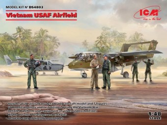 ICM DS4803 Vietnam USAF Airfield - Cessna O-2A/OV-10 Bronco/US Pilots&Ground Personnel-Vietnam War 1:48