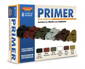 LIFECOLOR PS01 6 Coloured Acrylic Primers 6 x 22 ml