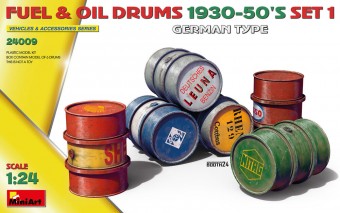 MiniArt 24009 Fuel & Oil Drums 1930-50's Set 1 (German Type) 1:24